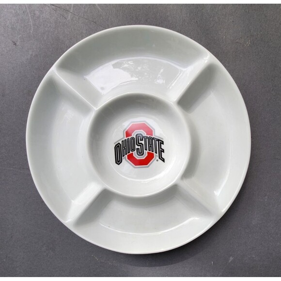 The Ohio State University Ceramic Divided Appetizer Serving OSU Buckeyes Plate - Picture 1 of 9